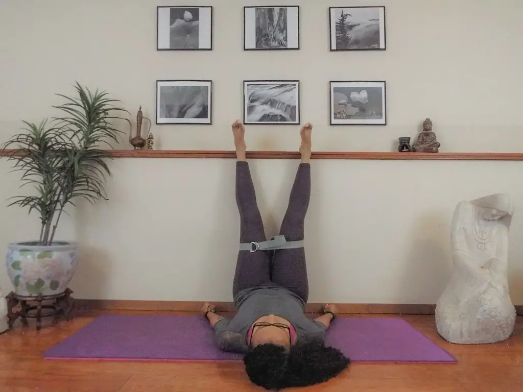 yoga strap legs up the wall